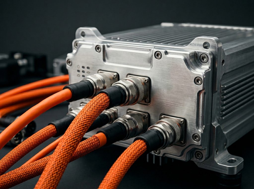 The Power Processing Unit — an industrial-grade enclosure with high-voltage connectors and brushed aluminium housing.
